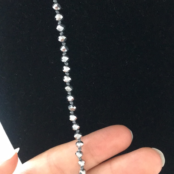 Steel Colour Crystal Tassell Necklace - Picture 2 of 4